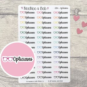 Pegatinas del planificador de guiones de ópticos - Pegatinas del planificador de pruebas oculares - Pegatinas de citas de ópticos - Pegatinas del planificador funcional