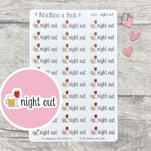 Pegatinas para planificadores de salidas nocturnas - Pegatinas para planificadores de salidas nocturnas - Pegatinas para encabezados - Pegatinas para diarios - Pegatinas funcionales para planificadores
