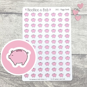 Naklejki do planera Piggy Bank Icon - Naklejki do planera budżetu - Naklejki do oszczędzania - Śledzenie wydatków - Naklejki do dziennika