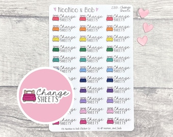 Change Sheets Planner Stickers - Bed Sheets Planner Stickers - Change Bed Linen Stickers - Chore Stickers - Journal Stickers
