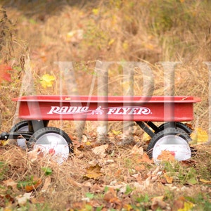 Autumn red wagon digital backdrop
