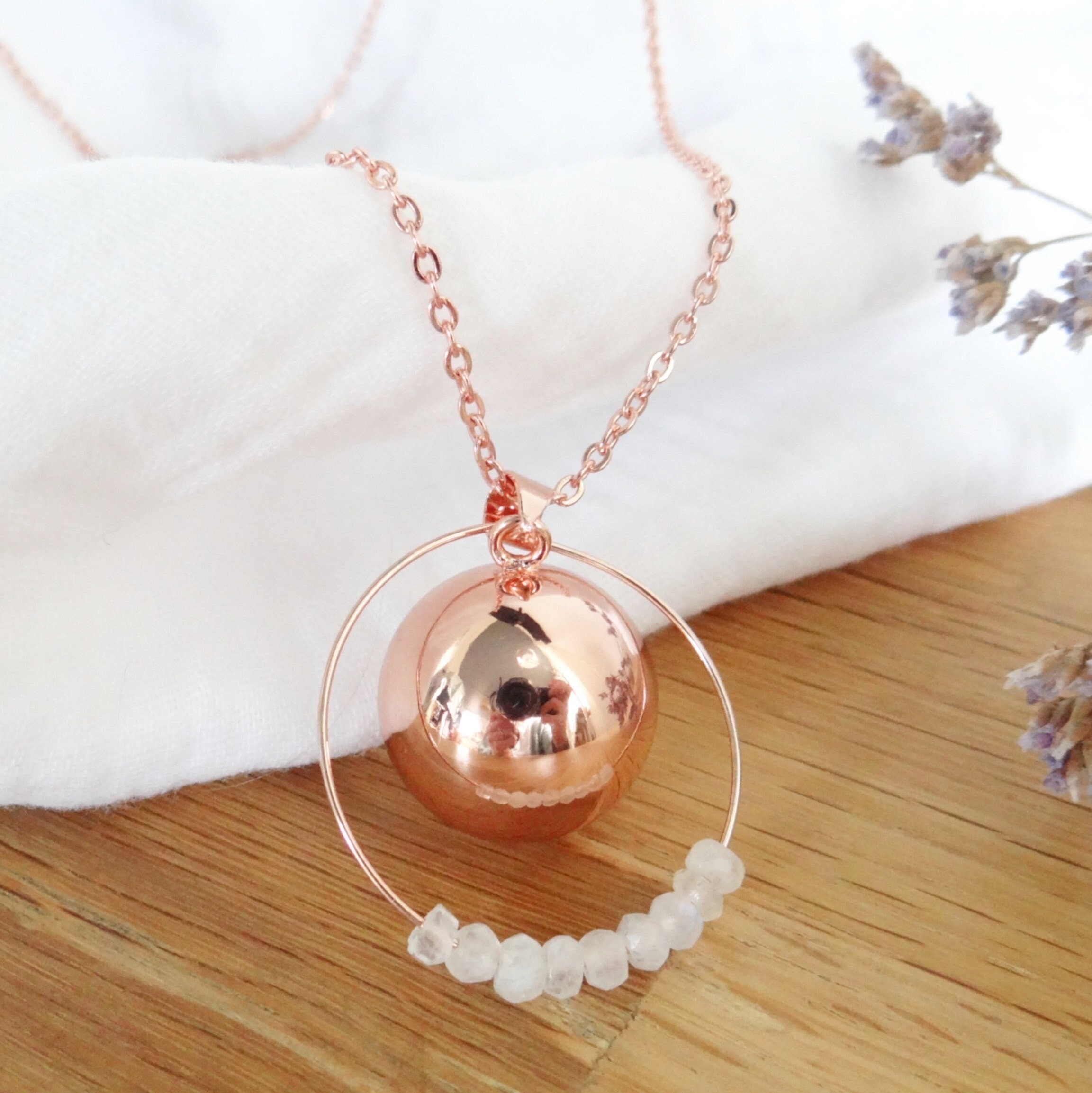 Rose Gold Harmony Ball Necklace Australia JUNYUE Locket Pendant