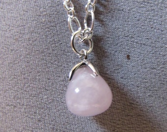 Rose Quartz or Amethyst Silver Necklace