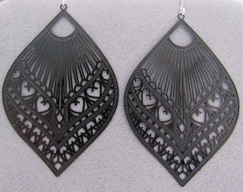 Black Filigree Dangle Earrings