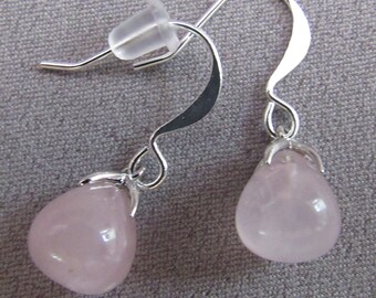 Natural Stone Teardop Earrings/Rose Quartz,Amathest or Aventurine