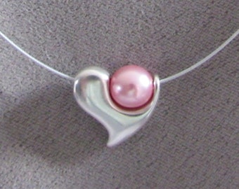 Silver and Pink Pearl Necklace