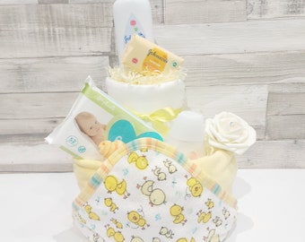 Nappy Cakes | Nappy Cake | Unisex | Baby Hamper | Mum to be gift | Neutral Baby Shower Gift