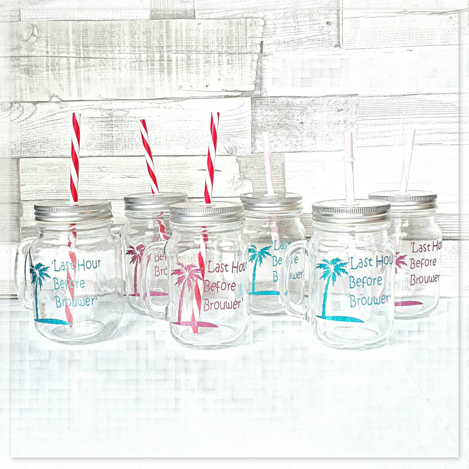 Personalised Mason Jars vinyl wording wedding party hen and Etsy