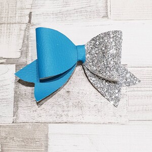Blue and Silver Glitter Hair Bow Clip - Etsy display picture 1