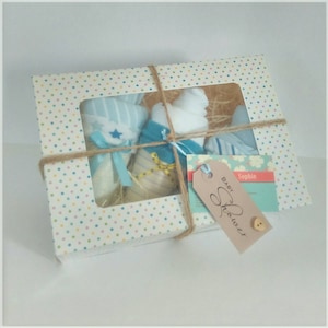 Set von 3 Baby Eistüten neue Mama Geschenk Babyparty für einen Jungen Body Waschlappen Krankenhaus Geschenk einzigartiges Geschenk Party Goody Cupcake Zapfen