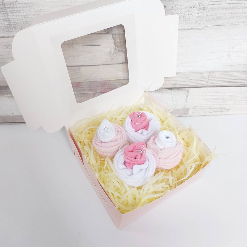 Nappy Cakes Baby Sock Cupcakes Baby Shower Gift New Baby Girl Pink Baby Girl Gift New Baby gift image 2