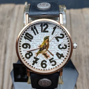 Art Bird Watch,Ladies Watch,Women Watch,Unisex Watch,Gift Idea,Wristwatch,Gift Watches,Birthday Gift,Gift for her,Anniversary Gift,Jewelry