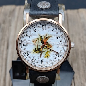 Art Birds Watch,Ladies Watch,Women Watch,Unisex Watch,Gift Idea,Wristwatch,Gift Watches,Birthday Gift,Gift for her,Anniversary Gift,Jewelry