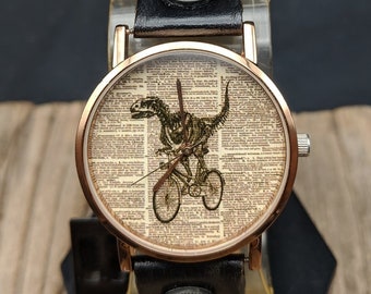 Fossil Bike Dictionary Watch Women Watch Men Watch Funny Watch Wristwatch Vintage Watches Travel Gift Birthday Gift Jewelry Watch Leather