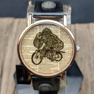 King Kong Bike Dictionary Watch Women Watch Men Watch Funny Watch Wristwatch Vintage Watches Travel Gift Birthday Gift Jewelry Watch Leather