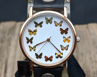 butterfly Leather Watch,Fashion Watch,Women Watch,Ladies Watch,Men watch,Fashion Accessory,Leather Watch,Birthday Gift,Gift Ideas