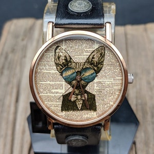 Cat Dictionary Watch Women Watch Men Watch Funny Watch Wristwatch Vintage Watches Travel Gift Birthday Gift Jewelry Watch Leather Watch