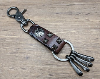Art Keychain Key Fob Key Ring Leather Key Chain Mens Key Chains Dad Key Chain Brown Belt Loop Key Chain Leather Gift Anniversary Birthday