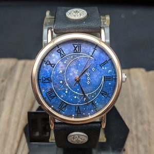 Moon Phase Galaxy Watch  Watch,Ladies Watch,Men&#39;s Watch,Unisex Watch,Gift Idea,Wristwatch,Women Watches,Vintage,Genuine Leather Watch,gift