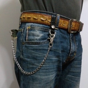 Cadena con gancho para cinturón, billetera con cadena vintage, cadena para billetera larga de motociclista, cadena con gatillo, llavero a presión, cordón decorativo con cadena Belcher