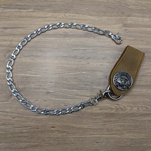 Set Skull Belt Loop Chain Wallet Brown Vintage Genuine Cowhide Leather Wallet Chain for Men Biker Long wallet Key Chain Chain Wallet Harley