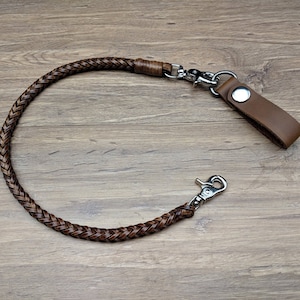 Set Gürtelschlaufe geflochtene Kette Brieftasche Tan Vintage echtes Rindsleder Brieftasche Kette für Herren Biker Lange Brieftasche Schlüsselanhänger Brieftasche