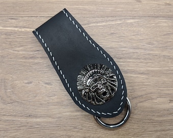 Chaîne De Sécurité Motard Cuir Véritable 45 Cm – Boucle Pression + Mousqueton, Idéal Portefeuille, Clés, Serveur