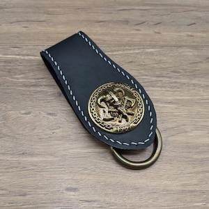 Wikinger Gürtel Loop Schlüsselanhänger Rindsleder Portemonnaie Kette für Herren Biker Lange Geldbörse Portemonnaie Accessoire Geschenk Herren Geschenk Snap Schlüsselkette Herren Geschenk