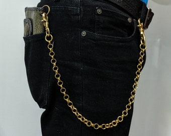 Brass Chain Belt Hook Wallet Leather Genuine Men Brass Chain Wallet Chain Biker Trucker Key Chain Handmade Heavy Key Jean Wallets