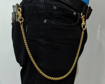 Brass Chain Belt Hook Wallet Leather Genuine Men Brass Chain Wallet Chain Biker Trucker Key Chain Handmade Heavy Key Jean Wallets