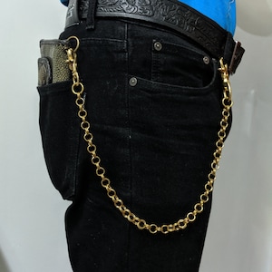 Brass Chain Belt Hook Wallet Leather Genuine Men Brass Chain Wallet Chain Biker Trucker Key Chain Handmade Heavy Key Jean Wallets