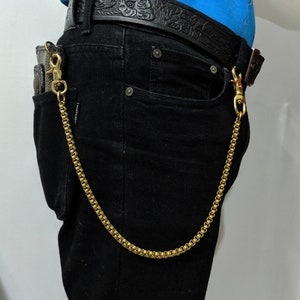 Brass Chain Belt Hook Wallet Leather Genuine Men Brass Chain Wallet Chain Biker Trucker Key Chain Handmade Heavy Key Jean Wallets