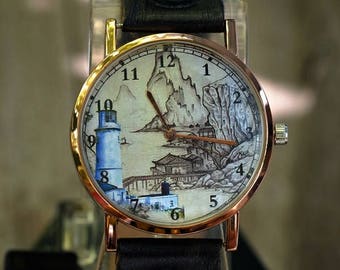 Adventure Art Watch,Ladies Watch,Men's Watch,Unisex Watch,Gift Idea,Wristwatch,Women Watches,Vintage,Genuine Leather Watch Vintage,Gift