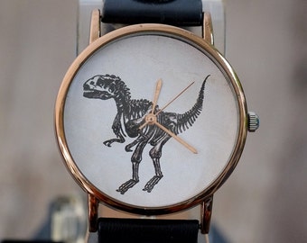 Reloj de piel con forma de fósil de dinosaurio, reloj de mujer, reloj de gato, unisex, reloj de pulsera, relojes de mujer, reloj unisex, reloj, regalo para mujer, regalo de cumpleaños