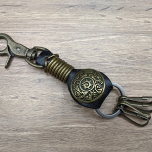 Antique Style Leather Keychain key fob key ring Leather key chain Mens keychain key chains women dad Key Chain Black Belt Loop Key Chain
