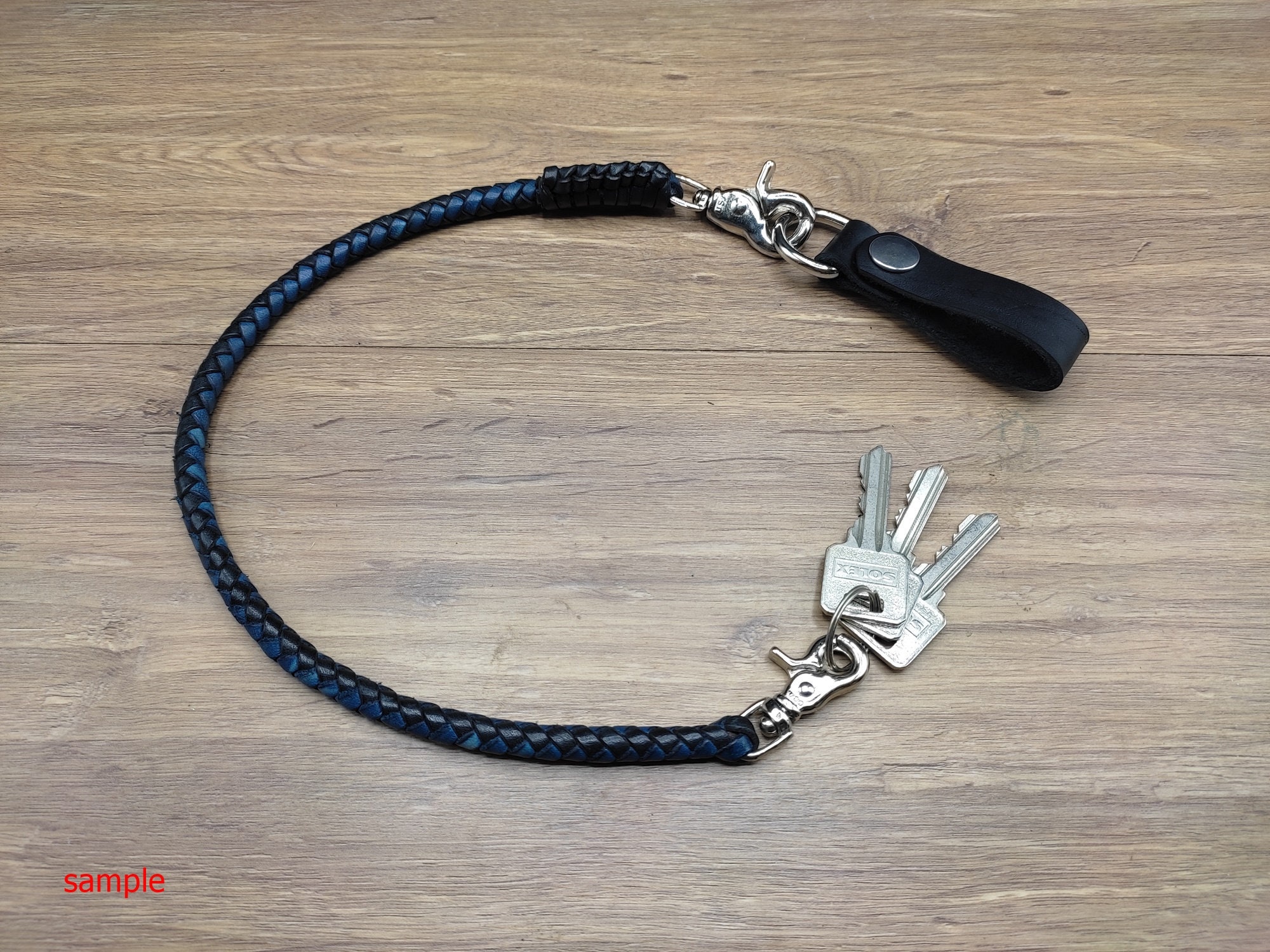 Belt Loop Two Tone Braided Chain Wallet Black Vintage