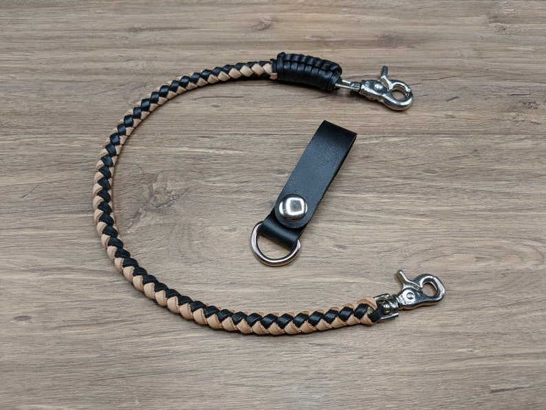 Belt Loop Two Tone Braided Chain Wallet Black Vintage Genuine Etsy