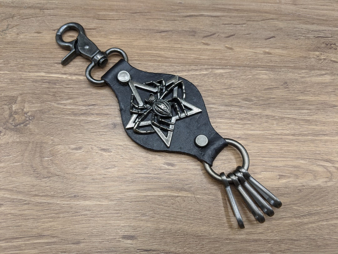 Spider Keychain Belt Loop Key Fob Key Ring Leather Key Chain Mens Key ...
