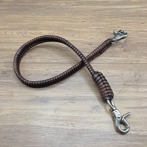 Special braidead  Chain Wallet Natural Wax Oil  Color Vintage Genuine Cowhide Leather Wallet Chain for Mens Biker Long wallet Key Chain