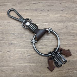 Skull Leather Keychain Key Fob Key Ring Leather Key Chain Mens Keychain Key Chains Key Chain Black Belt Loop Key Chain Biker Leather Gift