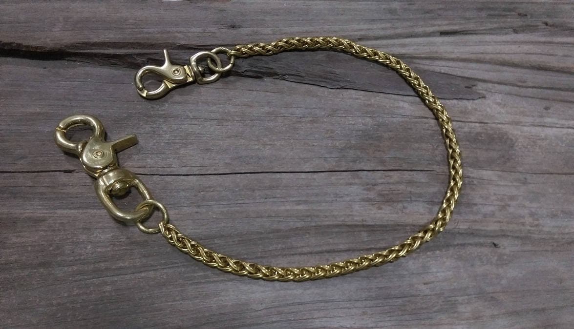 Brass Wallet Chain Belt Hook Wallet Leather Genuine Braided Etsy
