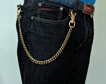 Brass Wallet Chain Belt Hook Wallet  Vintage Lanyard  Wallet Chain Biker Long wallet Chain with Trigger Snap Key Chain Retro Chain Jeans Y2K