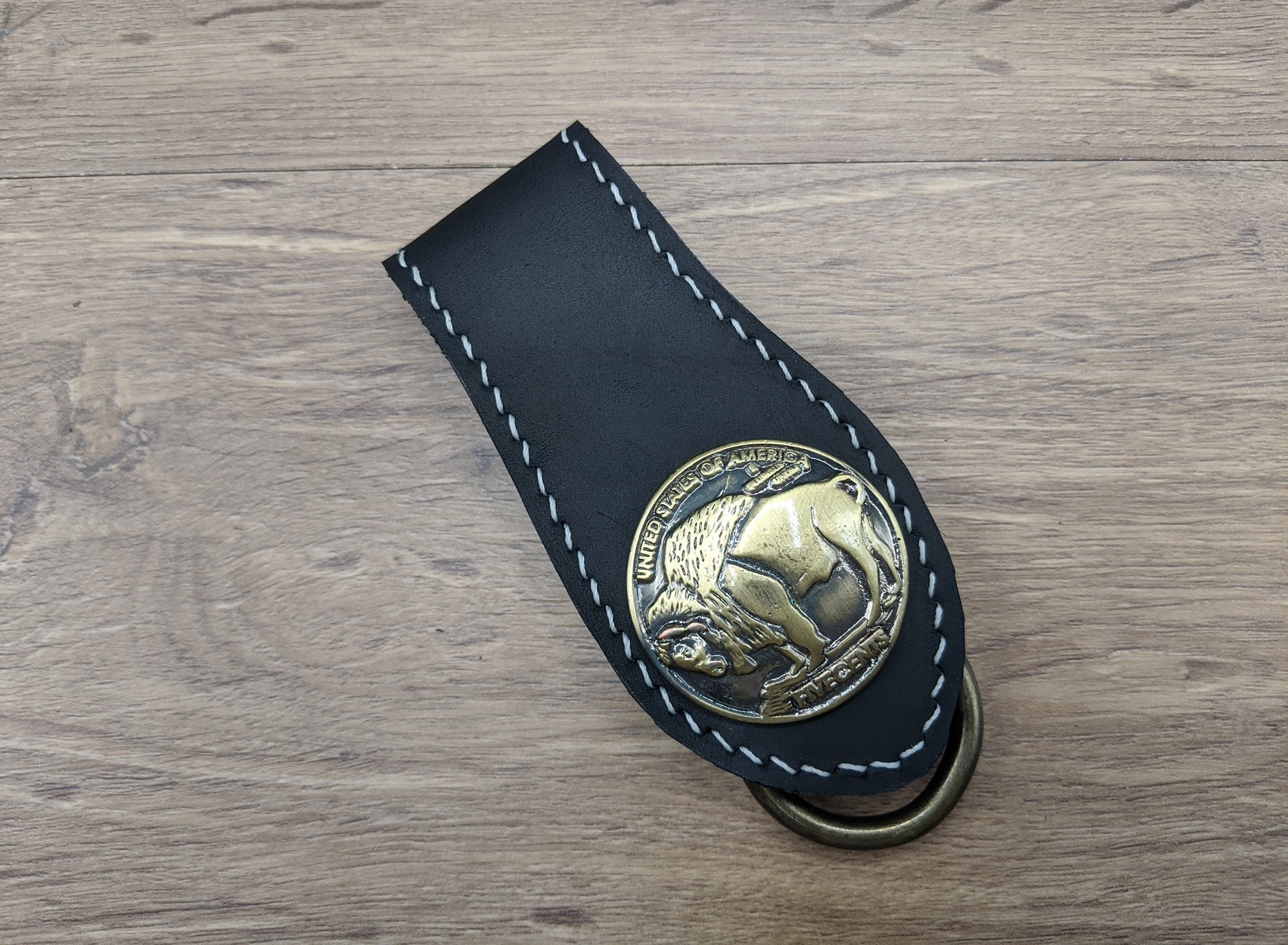 Bison Belt Loop Key Chain Cowhide Leather Wallet Chain for Men Buffalo ...