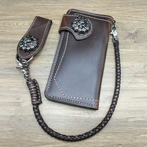 Schädel Biker Brieftasche,Biker Brieftasche,Leder Brieftasche,Männer Brieftasche,Kette Biker Brieftasche,lange Brieftasche Kuh,Rindleder Brieftasche,Brown Biker Brieftasche