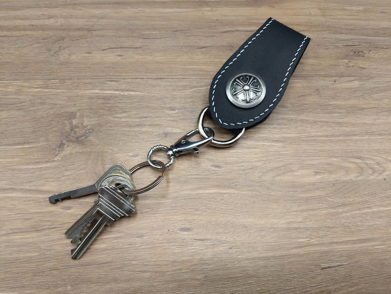 Art Belt Loop Key Chain Skull Cowhide Leather Wallet Chain for Etsy