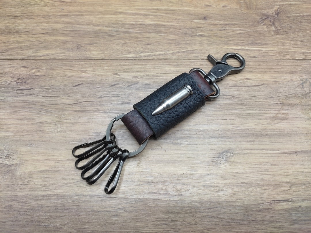 Bullet Keychain Belt Loop Key Fob Key Ring Leather Key Chain Mens Key ...