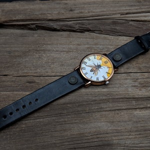 Honey Bee Leather Watch Fashion Watch Women Watch Ladies Watch Unisex watch Fashion Accessory Leather Watch Gift Jewelry Watch Animal image 2