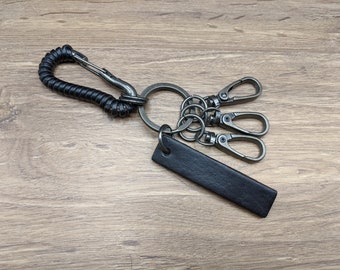 Leather Keychain Key Fob Key Ring Leather Key Chain Mens Key Chains Gift Dad Key Chain Black Belt Loop Leather Gift Anniversary Birthday