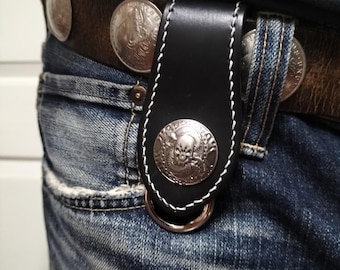 Llavero con hebilla de calavera para cinturón, cartera de cuero de vaca con calavera para hombre, cartera larga para motociclista, accesorio para cartera, regalo para hombre, llavero con broche Harley