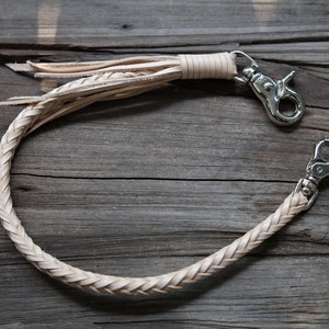 Chaîne tressée Portefeuille Couleur Naturelle vintage Véritable Peau de Vachette Cuir Portefeuille Chaîne pour Hommes Biker Portefeuille Long Porte-clés
